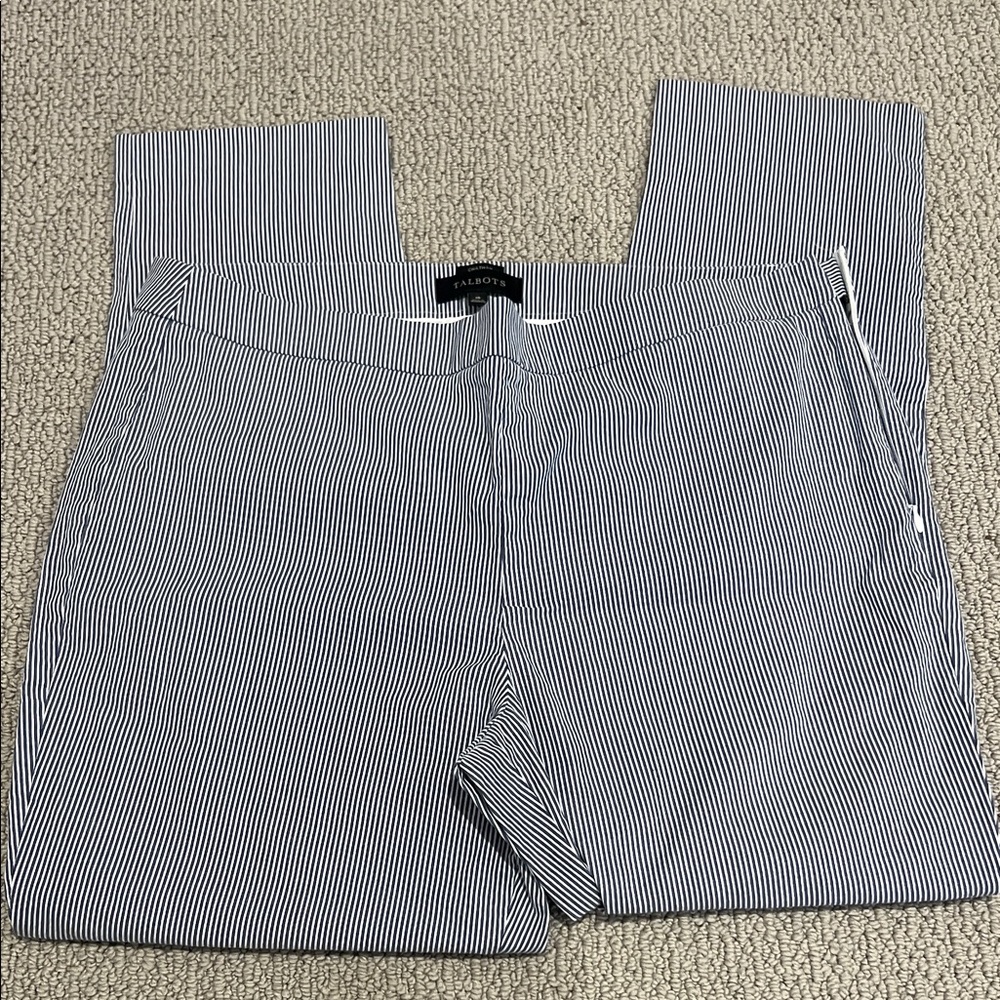 Talbots Navy and White Pinstripe Dress